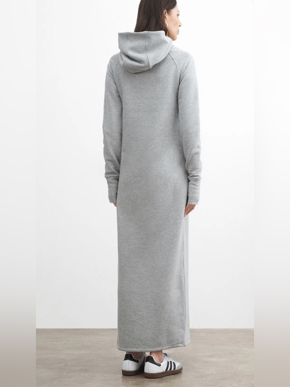 MARCELLA NYC Tompkins Melange Grey French Terry Hoodie Dress - Picture 3 of 12